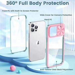 360 Full Protection Clear Hybrid Color Cover <strong>Shell</strong> for iPhone 14 13 12 11 Pro Max Sliding Camera Lens Protect Mobile Phone Case - Product Image 2