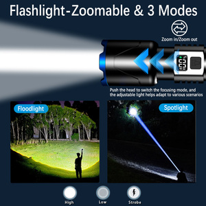 Top bán siêu mạnh mẽ phóng to Đèn pin dài khoảng cách <span class=keywords><strong>Torch</strong></span> ánh sáng với USB sạc <span class=keywords><strong>LED</strong></span> bóng đèn - Product Image 4