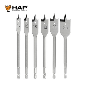 Hand Tool Fast Drilling 152mm Length Wood Working Flat Spade Drill Bit Set With <strong>Tri</strong> <strong>Tip</strong> and Transverse Edge Drill - Product Image 1