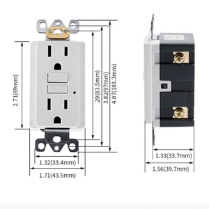 GFCI TR 15A 125V Ac American Ground Fault Circuit Interrupter presa duplex, self test, presa elettrica - Product Image 4
