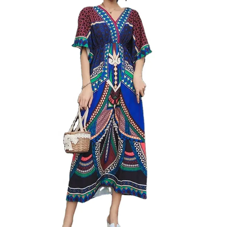 Ropa de estilo étnico falda de playa de Bali para mujer vestido de vacaciones de verano de talla grande