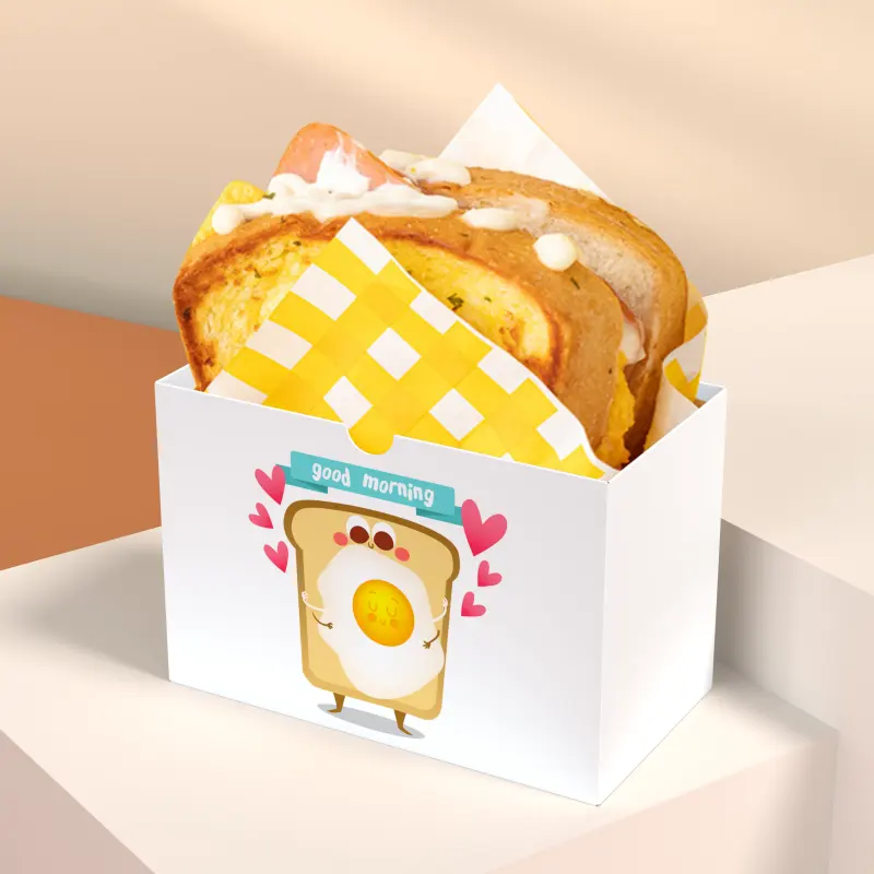 Benutzer definierte Einweg-Hamburger-Falt schachtel Sandwich-Verpackungs papier boxen für Toastbrot zum Mitnehmen