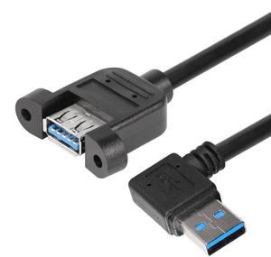 5Gbps CABLETOLINK 90 Degree Right Angle <strong>USB</strong> 3.0 Male to Female with Screw Hole Panel Mount for Data Transferring(L/<strong>R</strong>) - Product Image 1