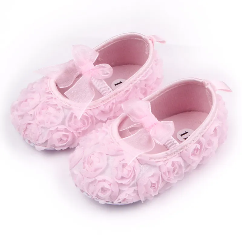 Bella Rosa bowknot e fiore Del Bambino di disegno Delle Ragazze Neonato Scarpe Morbide Scarpe