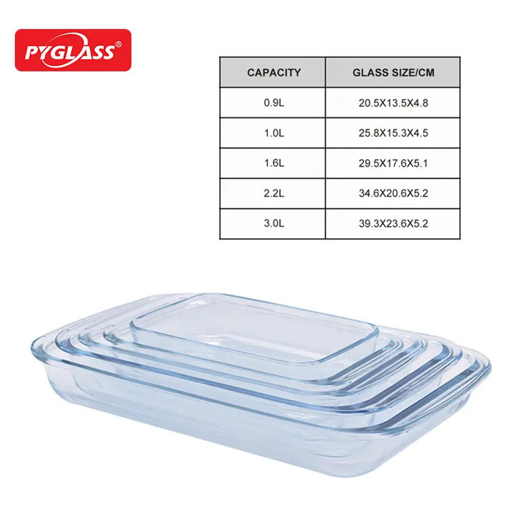 Plato de vidrio de borosilicato para hornear, bandeja de vidrio para hornear, utensilios de cocina