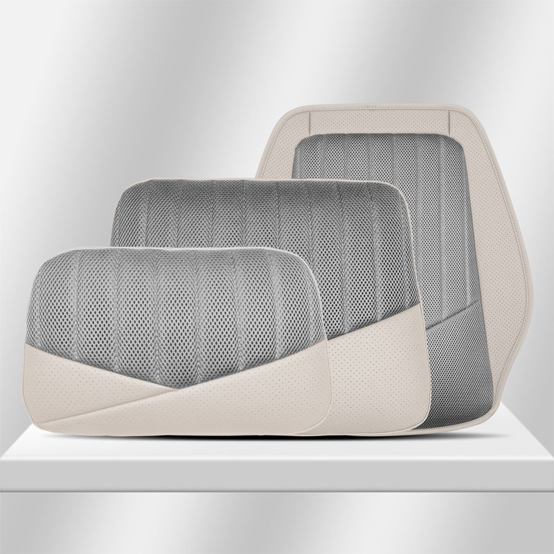 Cojín de asiento blanco + almohada para el cuello + soporte lumbar