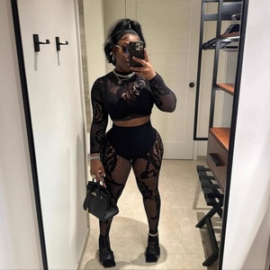 Viviblook Z1128st03 Cảnh Sát Hàng Đầu Và Eo Cao Quần Hộp Đêm Sexy Ren Hai Mảnh Thiết Lập Xem Thông Qua Chặt Chẽ Phụ Nữ Thiết Lập - Product Image 4