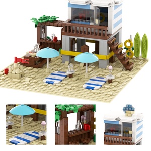MOC4068 הגולש חוף בית בניין ערכת שמציעה חוף צריף מנגל בניין אביזרי לבנים אבני בניין קיט (אין דמויות)