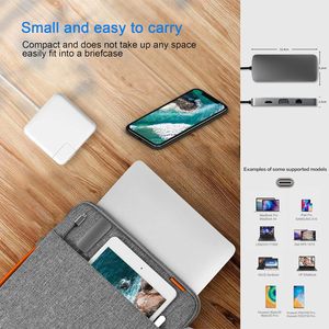 多功能10合1便携式C集线器电源坞站USB C适配器多端口10-1集线器分离器RJ45 TF USB 3.0计算机 - Product Image 6