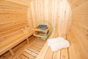 Moderno 4 persone all'aperto canadese cedro rosso & Hemlock legno 6kw potere barile Sauna camera con funzione di vapore secco per ville
