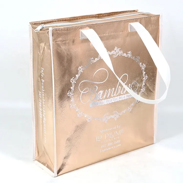 Custom Logo High Quality Laser Laminated PP Non Woven Bag With Zipper Non-woven Shopping Bag