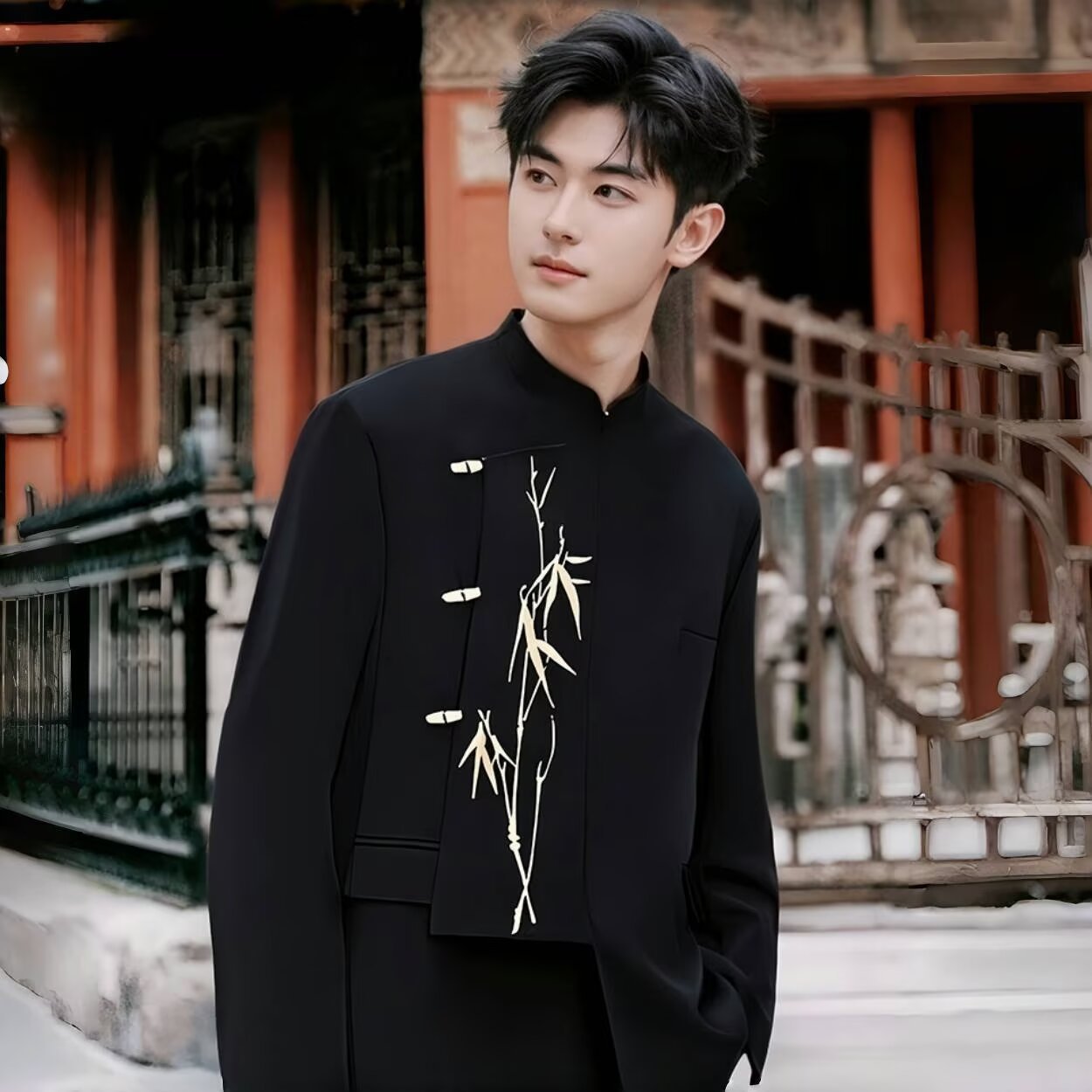 Zs11 zhongshan suit-black
