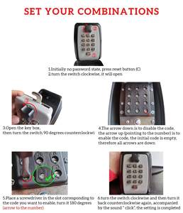 KEMUU Secure Key Box Llave de 12 dígitos Caja fuerte Interior Exterior Impermeable y a prueba de herrumbre Caja codificada Airbnb Key Locker