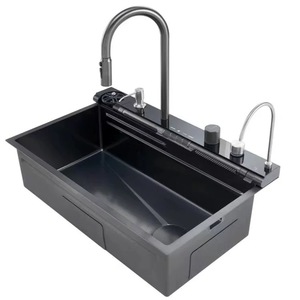 Akıllı mutfak lavabo nano paslanmaz çelik el yapımı mutfak lavabosu şelale mutfak lavabo ile dijital ekran - Product Image 6