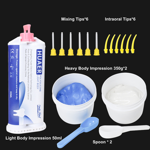 Realizzazione di Kit di stampi per denti per protesi Logo personalizzato Base di colore/catalizzatore Pvs Silicone materiale per impronte dentali stucco con il tuo Logo - Product Image 2