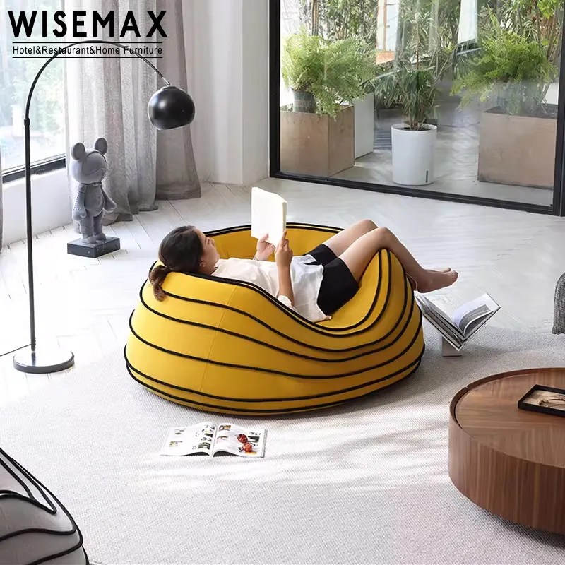 WISEMAX FURNITURE北欧のリビングルームの椅子モダンな家庭用家具生地ラウンドオットマンチェアフロアレジャーソファソファ家庭用