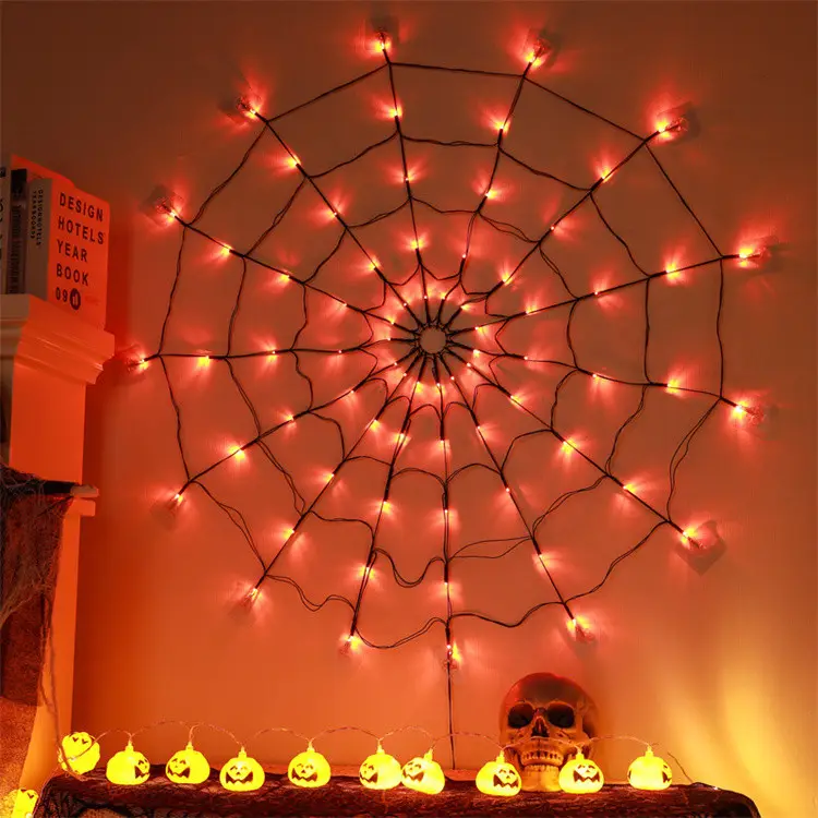 Nouveau Led Spider Net Light Halloween Cobweb Light Decor Étanche Halloween Home Festival Party Layout Net Light