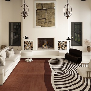 Polyester trừu tượng sơn retro phong cách Mỹ phòng khách sofa Bàn cà phê Thảm Vòng đống chống trượt chống mài mòn dễ dàng - Product Image 1