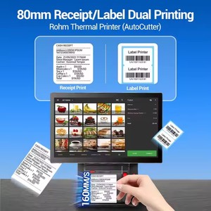Sistema POS todo en uno de pantalla táctil Dual de 14 pulgadas, máquina Terminal de caja registradora de pago al por menor, escáner de impresora incorporado - Product Image 2