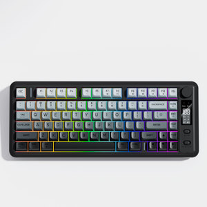 Teclado para juegos de tres modos de 81 teclas: 2,4G/BT/controles de volumen/iluminación dedicados con cable con funcionamiento de membrana de pantalla TFT