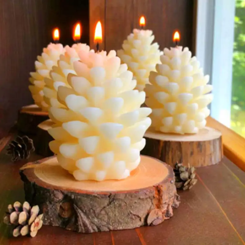 Moule à bougie en silicone pour cône de pin de Noël 3D Outils de dégoulinant de résine pour la cuisson Moule à gâteau en mousse