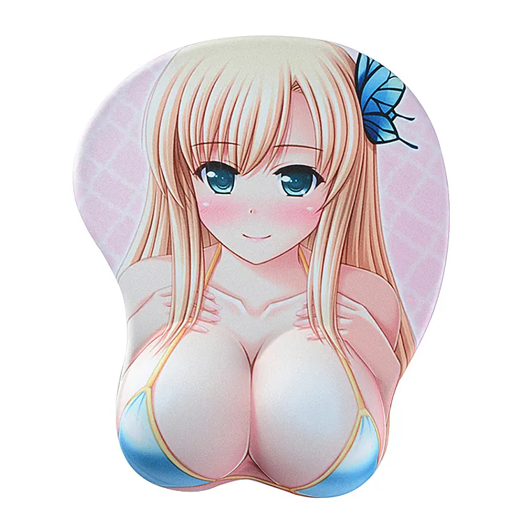 China descanso de pulso gaming mouse tapete 3d anime, desenho animado grande menina mamãe gel silicone cona do resto mouse pad