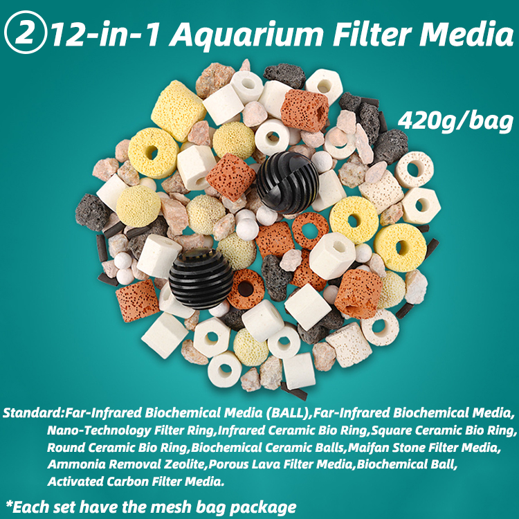 Médias filtrants pour aquarium 12-en-1