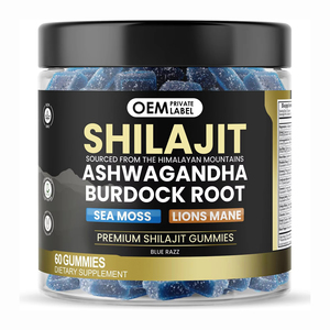 OEM organik Shilajit Gummies 1500mg deniz yosun ashashandha dulavratotu kökü Lions Mane mantar Vegan himalaya Shilajit Gummies