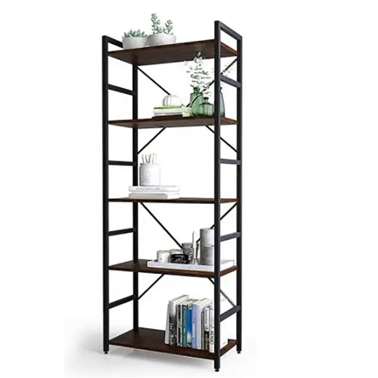 YuKai bookshelf 5 tiers wooden board with metal frame fashionable book shelves living room modern furniture YK-004