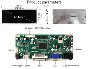 Panel lcd ips de 12,3 pulgadas, resolución de 1920x720, pantalla lcd FHD, a placa de HD-MI LVDS, lcd de alto brillo para monitor de coche