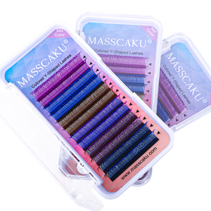 MASSCAKU 12-Line คละสีต่อขนตาสังเคราะห์ง่าย-ปัก YY รูปร่าง 8-15 มม.ความยาว C/CC/D/DD คลัสเตอร์ปริมาตรการหยิก - Product Image 2