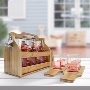 6-Gói Uống Bia Chủ Bằng Gỗ Tre Lưu Trữ Chai Caddy Hộp Với Mở Caddy - Product Image 3