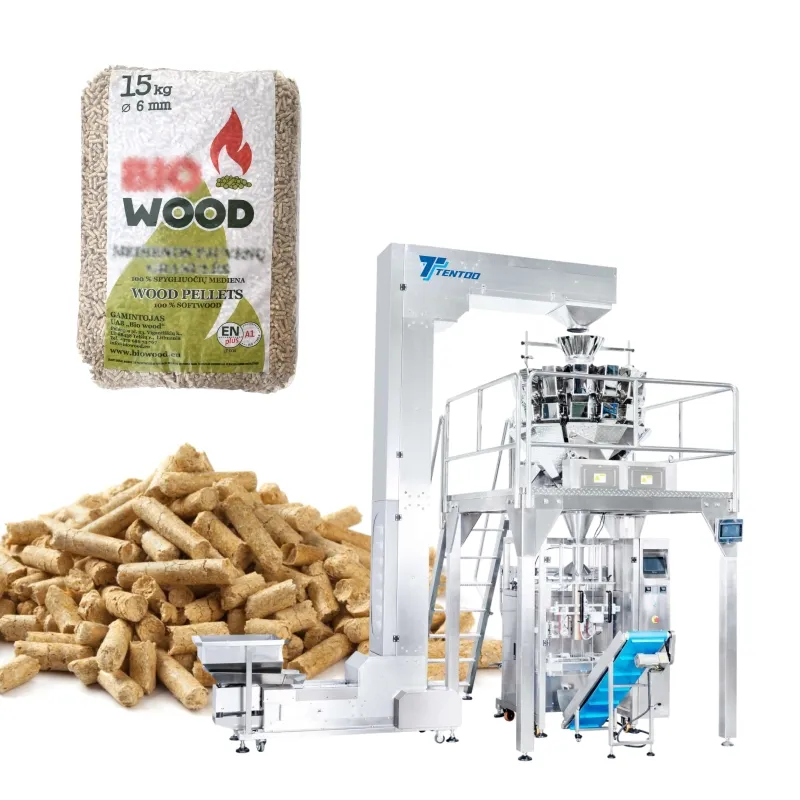 Saco grande automático completo do pe, 5kg 10kg 15kg máquina de embalagem de pellet de madeira