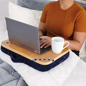 Tablero de escritorio de bambú, multitarea, ordenador portátil, tableta, bandeja para teléfono móvil, soporte de mesa con alfombrilla de ratón integrada - Product Image 6