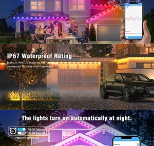 100 футов IP67 водонепроницаемые умные светодиодные полосы RGBCW уличные карнизы с приложением/дистанционным управлением для ежедневного акцента освещения крыши дома - Product Image 2