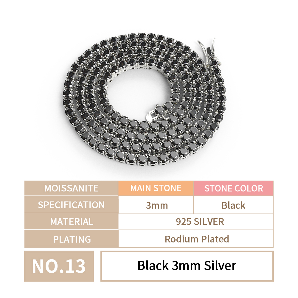 3MM chain + black moissanite