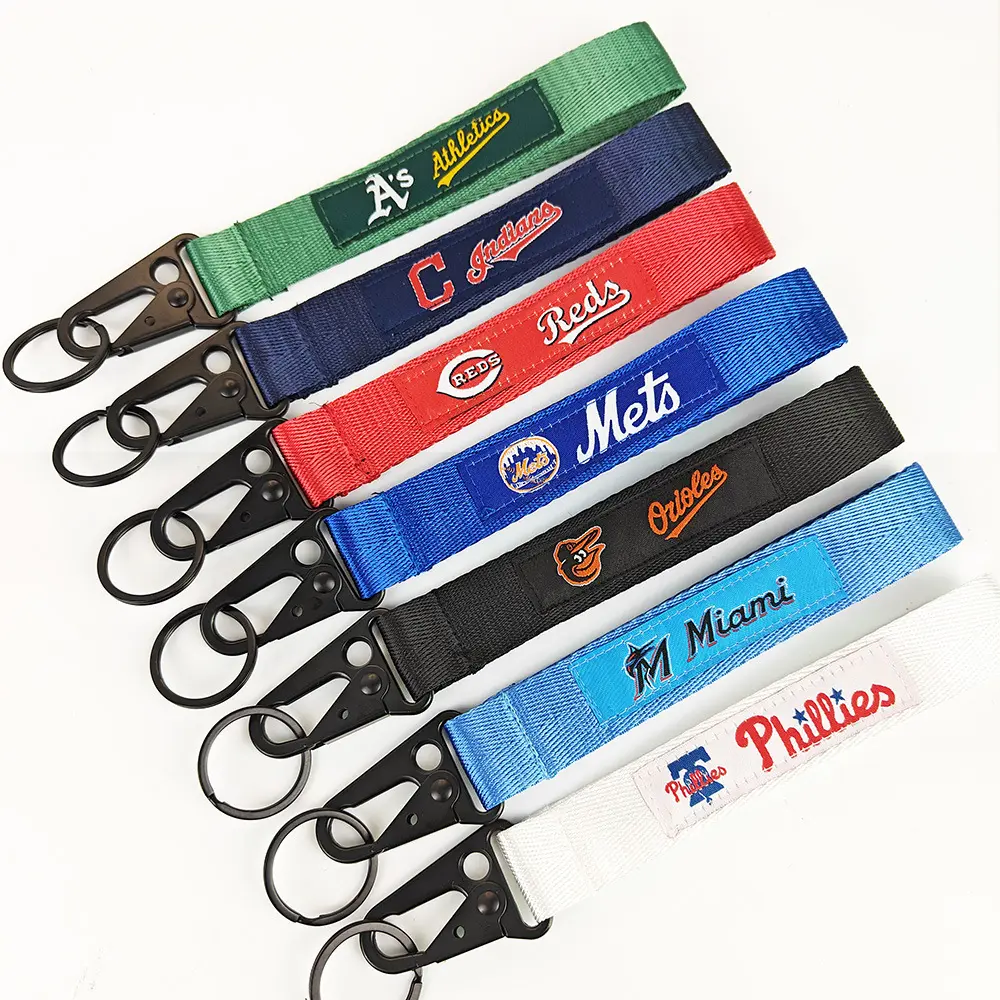 Longe de baseball MLB logo de l'équipe de baseball USA crochet bec d'aigle porte-clés anti-perte porte-clés extérieur durable étiquette sangle suspendue corde
