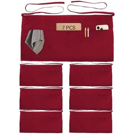 Lot de 7 tabliers de serveuse - Rouge vin