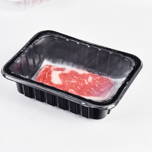 Eco-friendly Blister Polypropylene <strong>PP</strong> Boxes Custom Frozen Safe Sealing Film Black MAP Plastic Trays For Meat