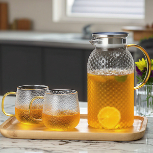 Thickened Rice Grain Glass Hammer Pattern Cooling Kettle Cold Kettle Lemon Cup <strong>Tie</strong> <strong>Pot</strong> Cold Open Summer Juice <strong>Pot</strong> - Product Image 2