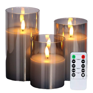 Yükseltildi 3-Pack <span class=keywords><strong>LED</strong></span> alevsiz gözyaşı fitil sütun mumlar uzaktan kumanda zamanlayıcı temizle plastik elektronik mumlar gerçek <span class=keywords><strong>LED</strong></span> mum