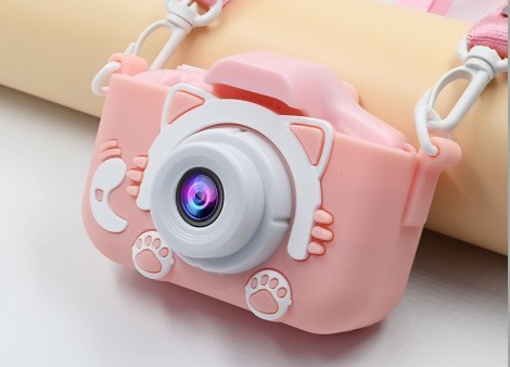 Pink Kids Camera (Dual Lens) + 32GB TF Card