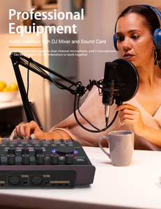 GCJ-mini interfaz de audio CON MEZCLADOR de DJ, tarjeta de sonido en vivo, Effiece, negro, con enchufe de 48V de potencia, OTG, con micrófono de 3,5mm - Product Image 6