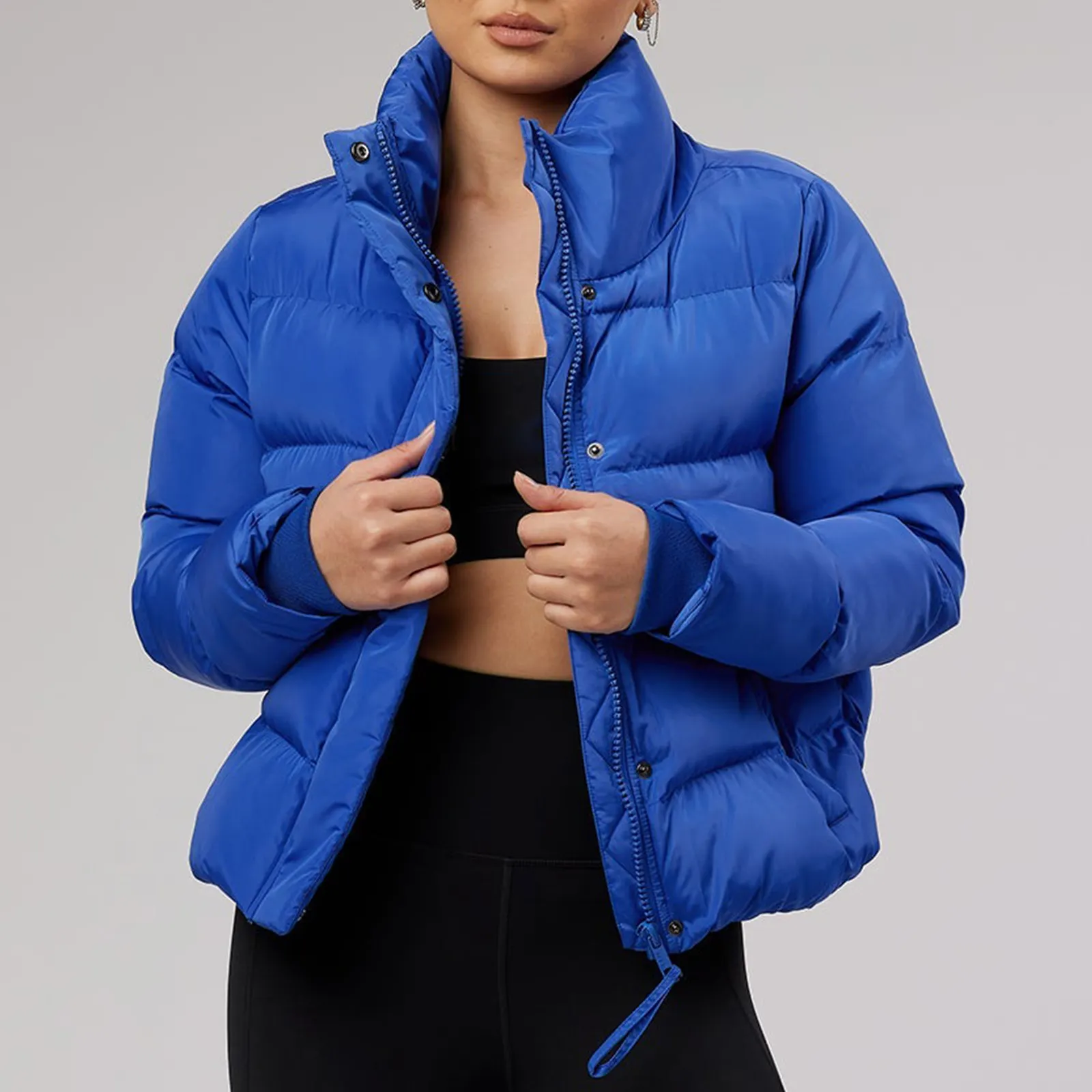 Giacca invernale da donna Plus Size Zipper Custom Bubble Coats Outdoor Shiny Bread Sport piumino impermeabile personalizzato da donna