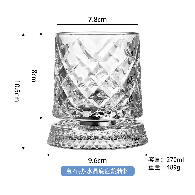 Tasse rotative à base de cristal de style pierre précieuse