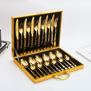 Bộ Dao Kéo Bằng Thép Không Gỉ Có Số Lượng Tối Thiểu Thấp 24 Chiếc Đồ Dùng Dẹt Mạ Vàng Bộ Thìa Đồ Dùng Bằng Bạc - Product Image 1