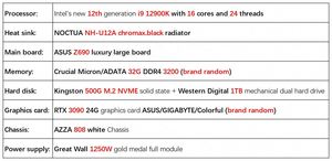 12th Generation i9 12900K RTX3090 Graphics Card Designer Video Editing Post-stage 3D Modeling <strong>Rendering</strong> Desktop <strong>Computer</strong> PC Host - Product Image 2