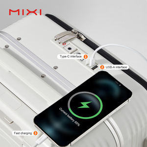 Mixi旅行行李箱旋转器滚轮行李箱电脑硬面铝框<span class=keywords><strong>USB</strong></span>端口复古行李箱套装