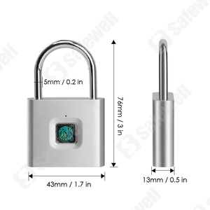 Safewell 2026 mới không thấm nước dấu vân tay ổ khóa thông minh Keyless ổ khóa với USB sạc cho ngoài trời cổng du lịch & an ninh nhà - Product Image 5