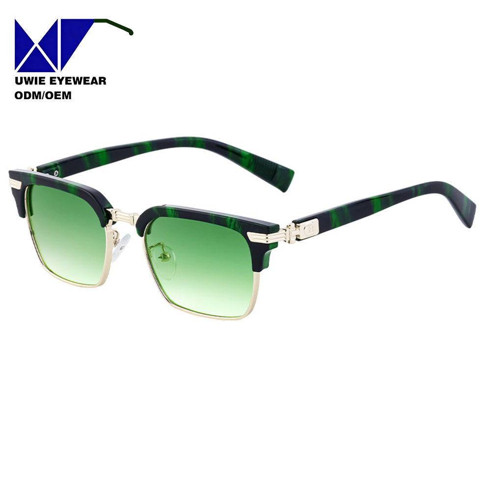 Green tortoiseshell frame with gradient green lenses